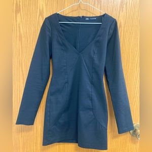 Deep v little black dress with sleeves. Women’s small.
